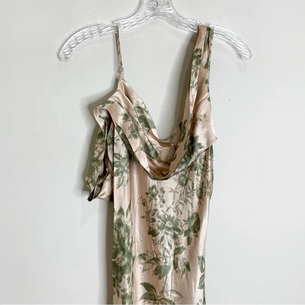 NEW Reformation Ronda Silk Maxi Dress Gown (Sz 8) Cowl Neck Symphonic Floral - Picture 6 of 16